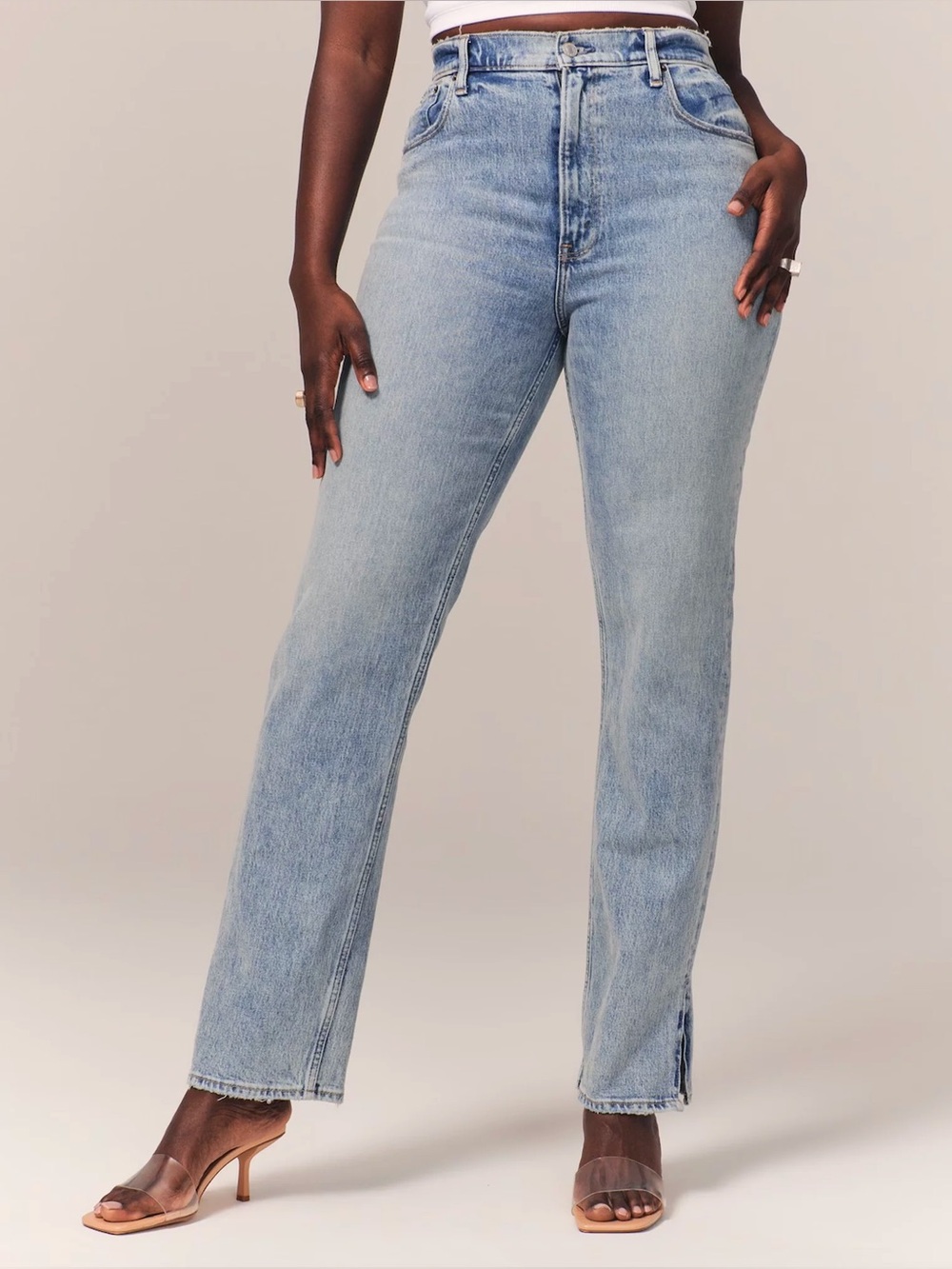 Abercrombie Fitch 90s Straight Ultra High Rise Curve Love Split Hem Jeans